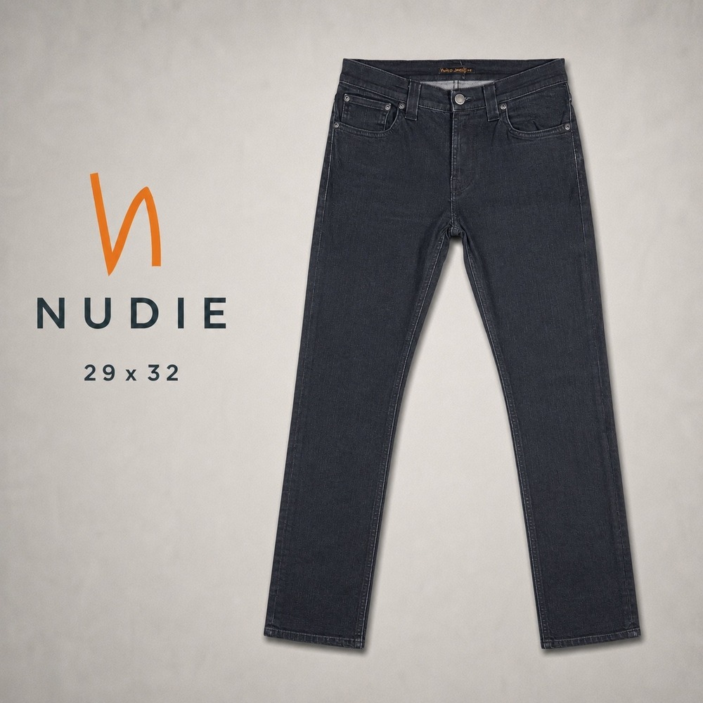 Nudie Jeans Co Mens 29x32 Organic Cotton Slim Fit Stretch Dark Wash Denim Jeans